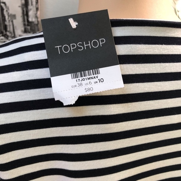 TopShop Striped Collarless Flounce Hem Jacket - Picture 4 of 7